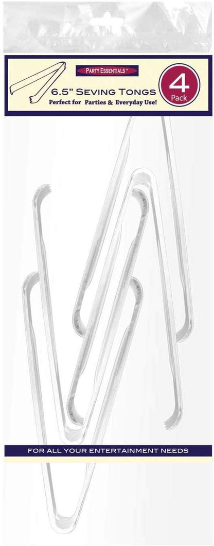 Party Essentials - N617 Hard Plastic Serving Tongs, 6.5", Black