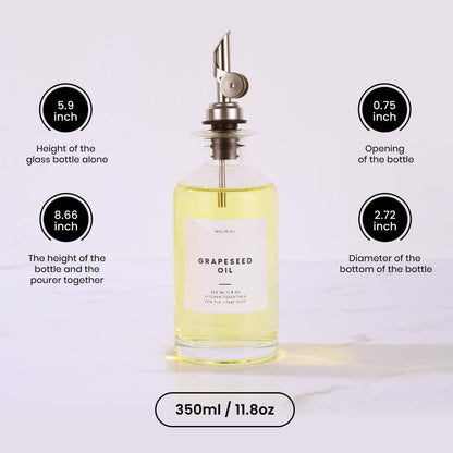 Molimoli - Premium Olive Oil Dispenser Bottles for Kitchen with Pourer - Oil and Vinegar Dispenser Set, Glass Dispenser for Kitchen, Dispenser Bottle of 350ml