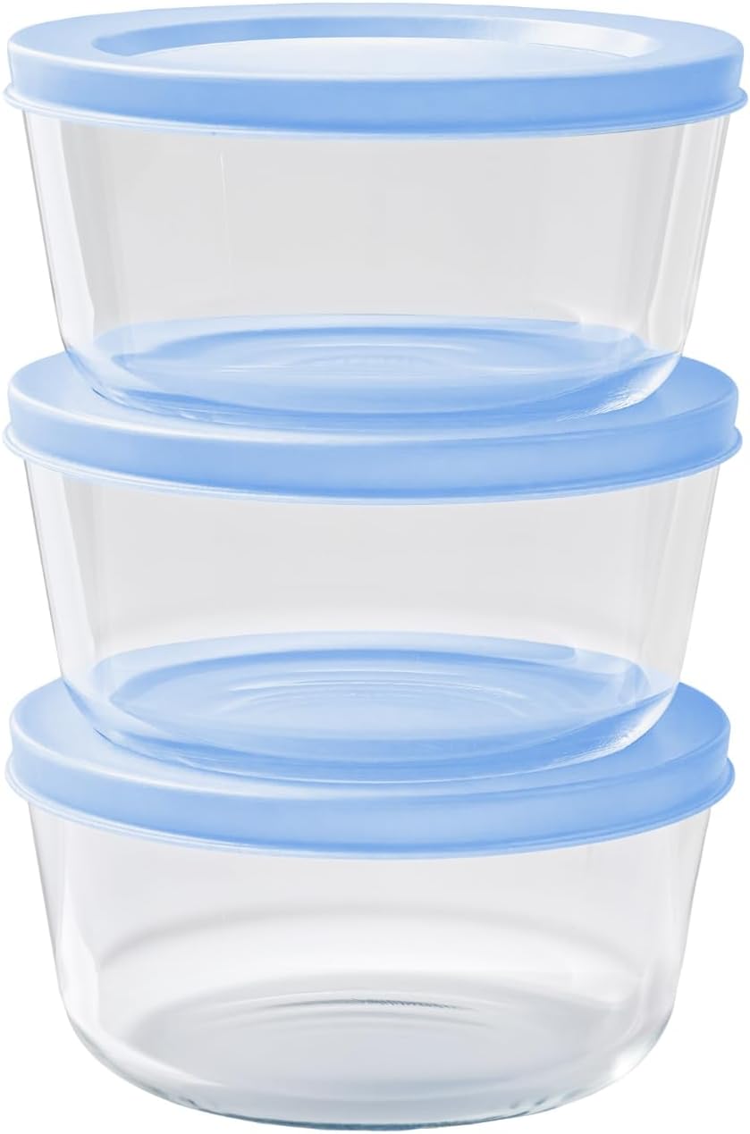 6-Piece Glass Food Storage Containers Set (3 Containers + 3 BPA-Free Lids) | 2-Cup, Leakproof | Microwave, Freezer, Oven & Dishwasher Safe | Ideal for Meal Prep & Pantry Organization, Pistachio