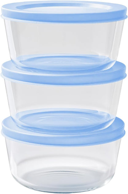 6-Piece Glass Food Storage Containers Set (3 Containers + 3 BPA-Free Lids) | 2-Cup, Leakproof | Microwave, Freezer, Oven & Dishwasher Safe | Ideal for Meal Prep & Pantry Organization, Pistachio