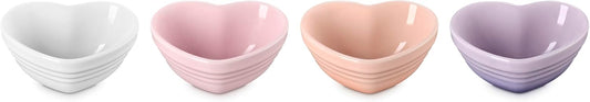 Le Creuset Stoneware Set Of 4 Mini Heart Pinch Bowl, Multi Color
