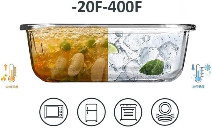 5 Pack 37oz Large Glass Food Storage Containers with Lids, Lunch Meal Prep Containers Boxes with Leak Proof Lids for Oven Freezer Microwave, Dishwasher Safe