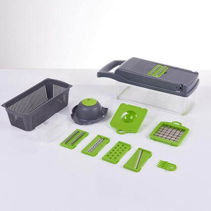 Vegetable Chopper, Onion Dicer & Mandoline Slicer with Container, Grey
