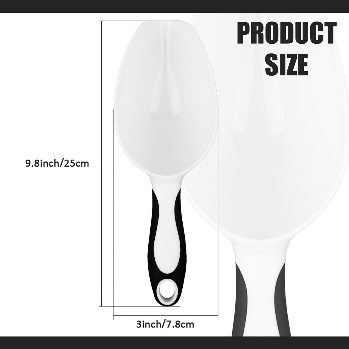 8oz PP Ice Scoop with Black Handle, Plastic Small Food Scoop, Suitable for Ice Machines, Freezer Bins, Scoops Ice, Flour, and Dry Goods