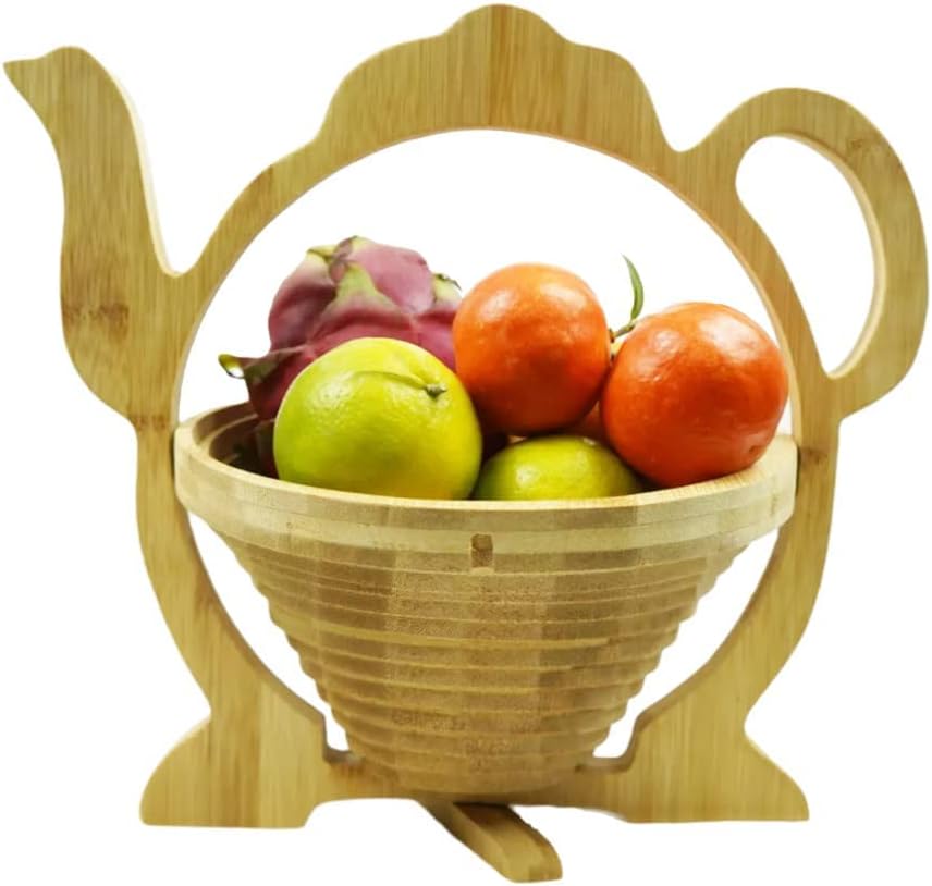 MYOSOTIS Foldable Fruit Basket Collapsible Bamboo Fruit and Veggie Basket Fruit Bowl Holder and Dried Fruit Basket For Holiday Party (Duck)