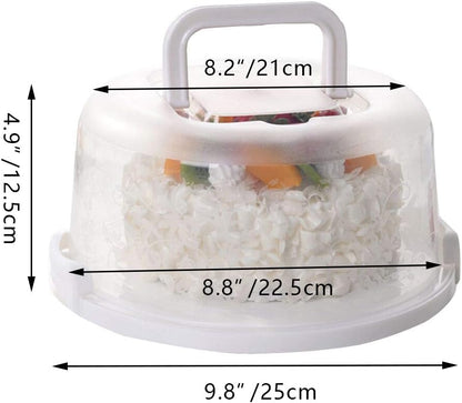 Plastic Small Cake Carrier Holder Cover Round Container with Collapsible Handles Suitable for 7 inch Diameter and 2.5 inch Height Cake (Pink)