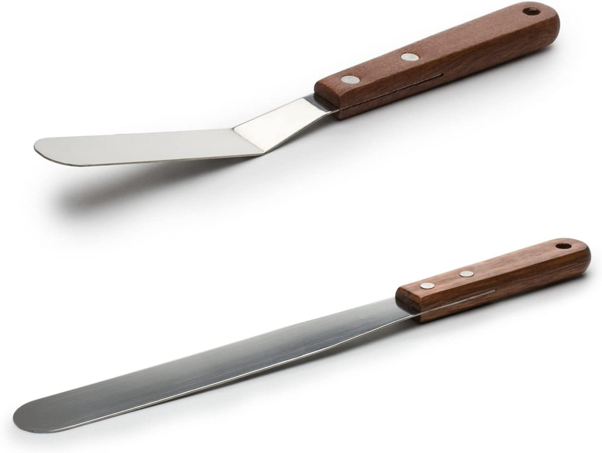 Fox Run Flat Icing Spatula, 4.25-Inch Stainless Steel Blade, Wood Handle, Metallic