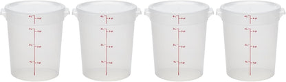 Cambro Food Storage Containers with Lids (BPA-Free) - 4 Quart - Food Grade Buckets with Lids (4 Pack) - For Dough Proofing and Brining (Translucent)