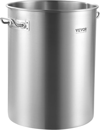 VEVOR Stainless Steel Stockpot, 42 Quart Large Cooking Pots, Cookware Sauce Pot with Strainer, Lid, and Handle, Heavy Duty Commercial Grade Stock Pot, Sanding Treatment, for Large Groups Events Silver
