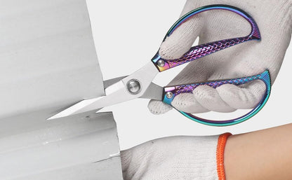 Jasni Stainless Steel Heavy Duty kitchen shears scissors for food meat poultry cooking cutting sharp Powerful strong professional All-Purpose pretty Color rainbow iridescent Titanium utility Office