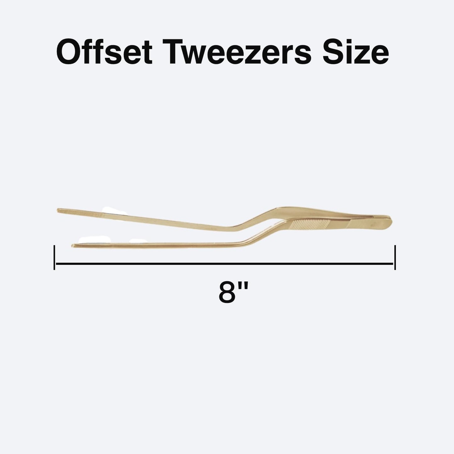 8-Inch Offset Tweezers - Professional Stainless Steel Culinary & Plating Tweezers for Chefs, Precision Cooking, Garnishing, Food Tweezer Tongs (Silver)