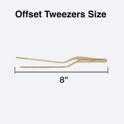 8-Inch Offset Tweezers - Professional Stainless Steel Culinary & Plating Tweezers for Chefs, Precision Cooking, Garnishing, Food Tweezer Tongs (Silver)