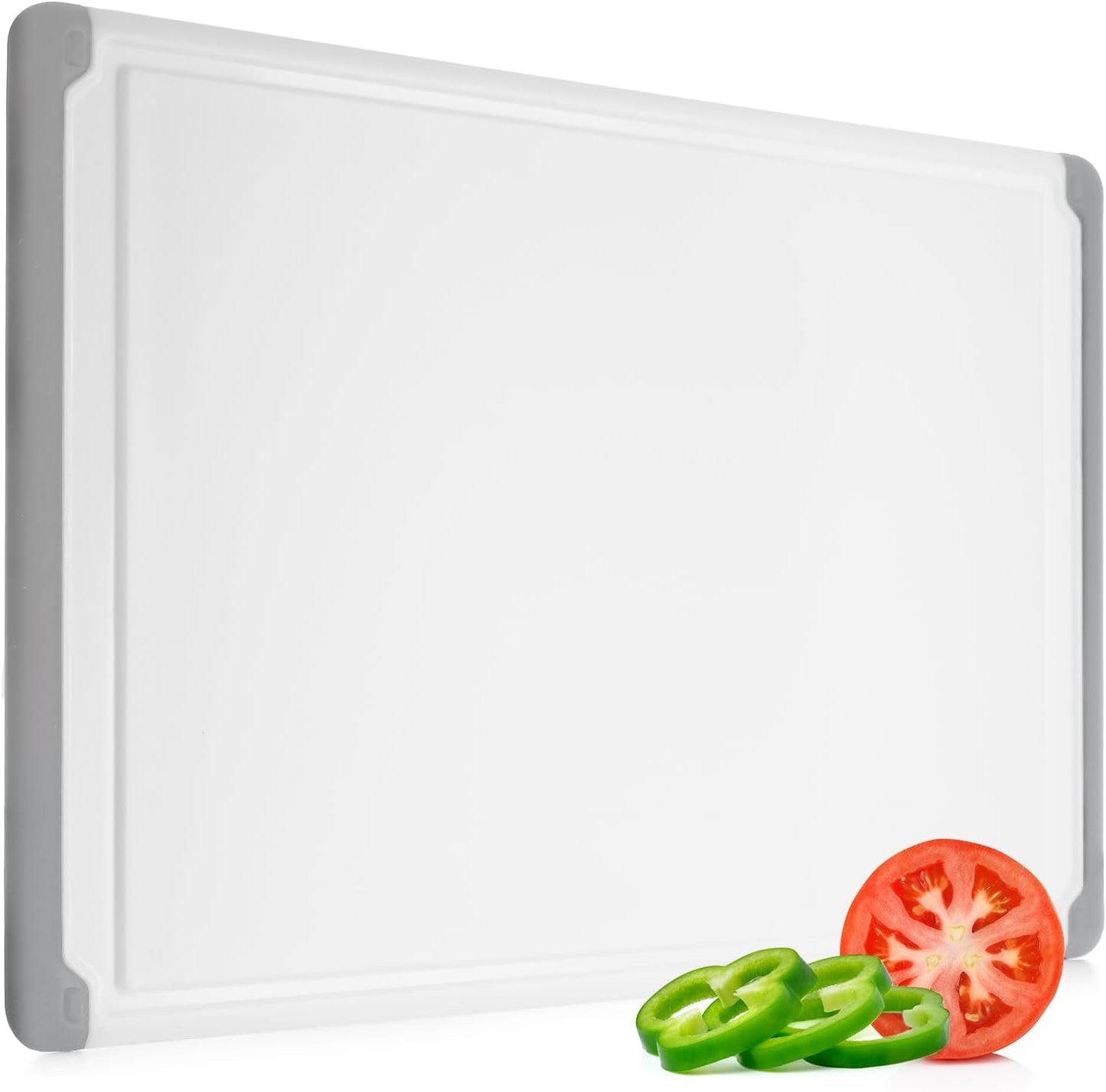 Plastic Cutting Board for Kitchen - Extra Large Cutting Board 18 Inch Reversible Chopping Board, Juice Groove, Non Slip Feet, Dishwasher Safe, BPA Free Large Cutting Board for Meat Vegetables Fruit