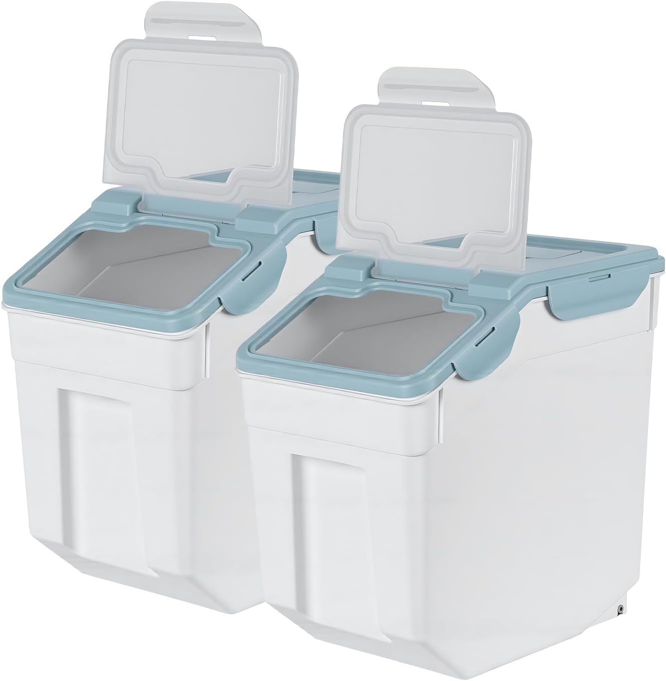 Airtight Dog Food Storage Container (2-Pack), 11.86 Gal Large Pet Food Storage Containers with Wheels & Measuring Cup, Rice Dispenser & Flour Sugar Storages Containers for Kitchen Pantry Orga