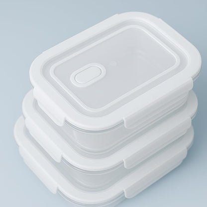 Glass Food Storage Container Set, 3 Piece, Rectangular with White Lids, 13.9oz/23.6oz/35.1oz Capacity, Stackable Meal Prep Containers