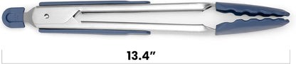 Misen Kitchen Tongs - Dishwasher Safe, Heavy Duty - Precision Stainless Steel Grilling Tool - Heat Resistant - Perfect for Serving and Air Frying - 13 Inch | Gray