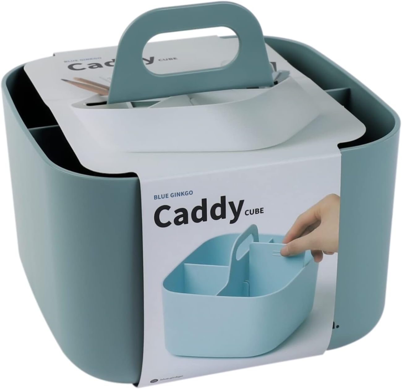 BLUE GINKGO Stackable Organizer Caddy – Korean-Made Portable Tote for Bathroom, Office, Crafts, or School Supplies (Rectangle, White)