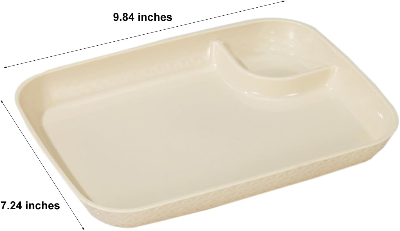 4Pcs Chips and Dip Serving Platter Set Dumpling Plate with Dipping Saucer Divided Party Trays 9.84'' x 7.24''