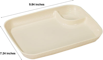 4Pcs Chips and Dip Serving Platter Set Dumpling Plate with Dipping Saucer Divided Party Trays 9.84'' x 7.24''