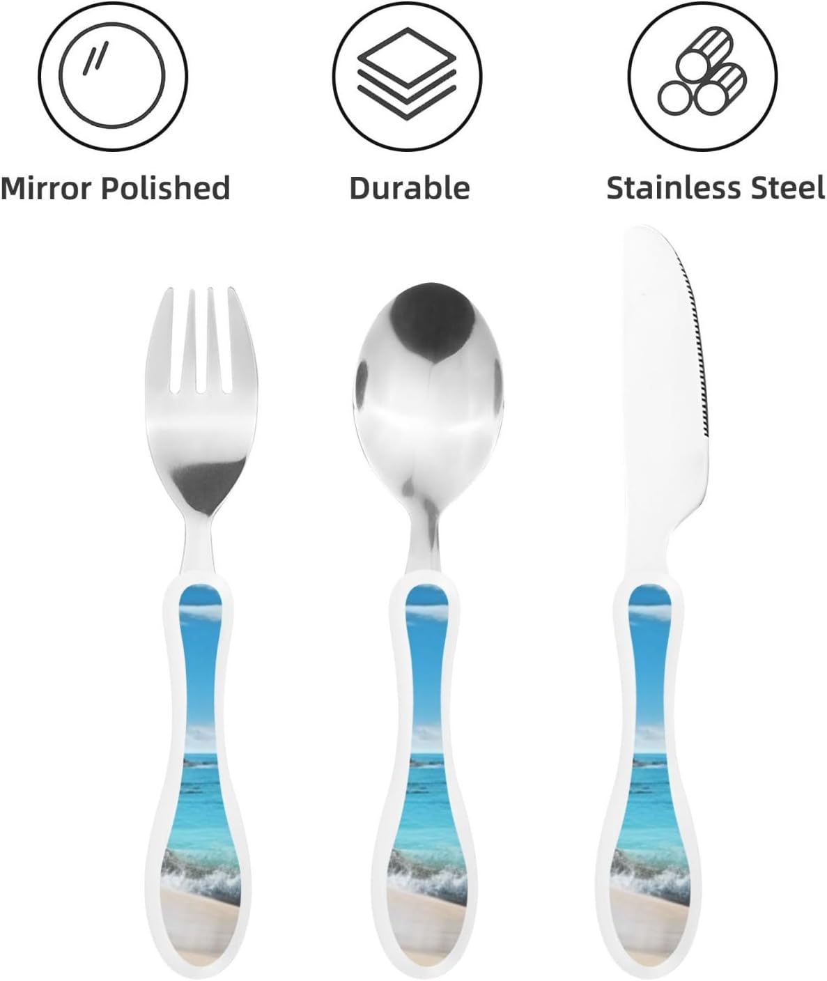3-Piece Kids Silverware Set With Storage Case, Stainless Steel Reusable Children Safe Knife Spoon Fork Set Leaves Floral On Rustic Wood Children Flatware Set For Kids Lunch Box