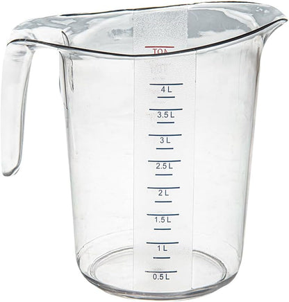 Restaurantware Plastic Measuring Cup - Chef 101 Measuring Jug with Dual Unit Markings, Dishwasher Safe - Clear Measuring Cup for Kitchen, Restaurants