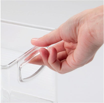 mDesign Deep Plastic Kitchen Storage Organizer Container Bin for Pantry, Cabinet, Cupboard, Shelves, Fridge, or Freezer - Holds Dry Goods, Sauces, Condiments, Drinks, Ligne Collection, 4 Pack, Clear