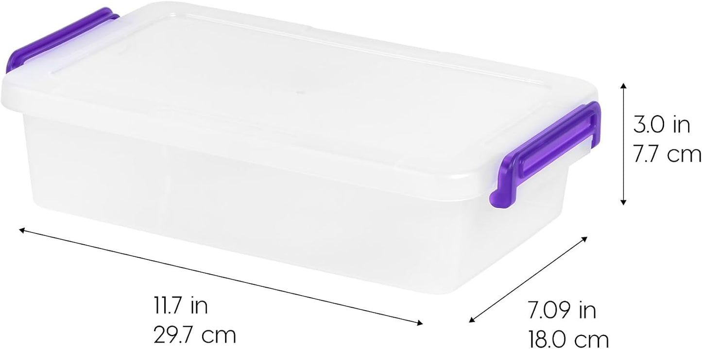 IRIS USA 5 Qt. Plastic Craft Storage Container Bins with Lids, 6 Pack, Small Art & Office Supply Organizer Tote, Sensory Bins & Boxes for Home & University, Stackable, Carry Handle, Clear