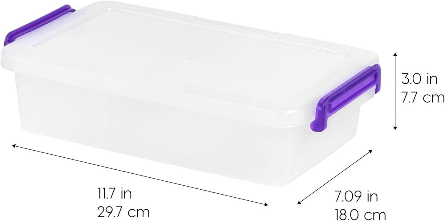 IRIS USA 5 Qt. Plastic Craft Storage Container Bins with Lids, 6 Pack, Small Art & Office Supply Organizer Tote, Sensory Bins & Boxes for Home & University, Stackable, Carry Handle, Clear
