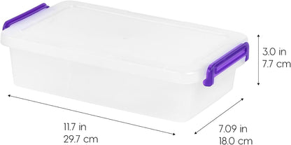 IRIS USA 5 Qt. Plastic Craft Storage Container Bins with Lids, 6 Pack, Small Art & Office Supply Organizer Tote, Sensory Bins & Boxes for Home & University, Stackable, Carry Handle, Clear