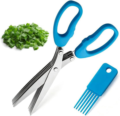 2026 New Herb Scissors with 5 Thickened Sharp Blades (Green)