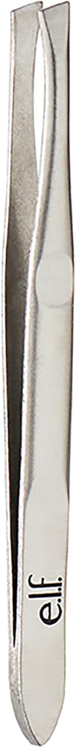 e.l.f. Slant Tweezer, Professional Quality Stainless Steel, Provides a Strong Grip, Removes Hairs Accurately, Shapes, Defines, Easy To Use, Ergonomically-Designed