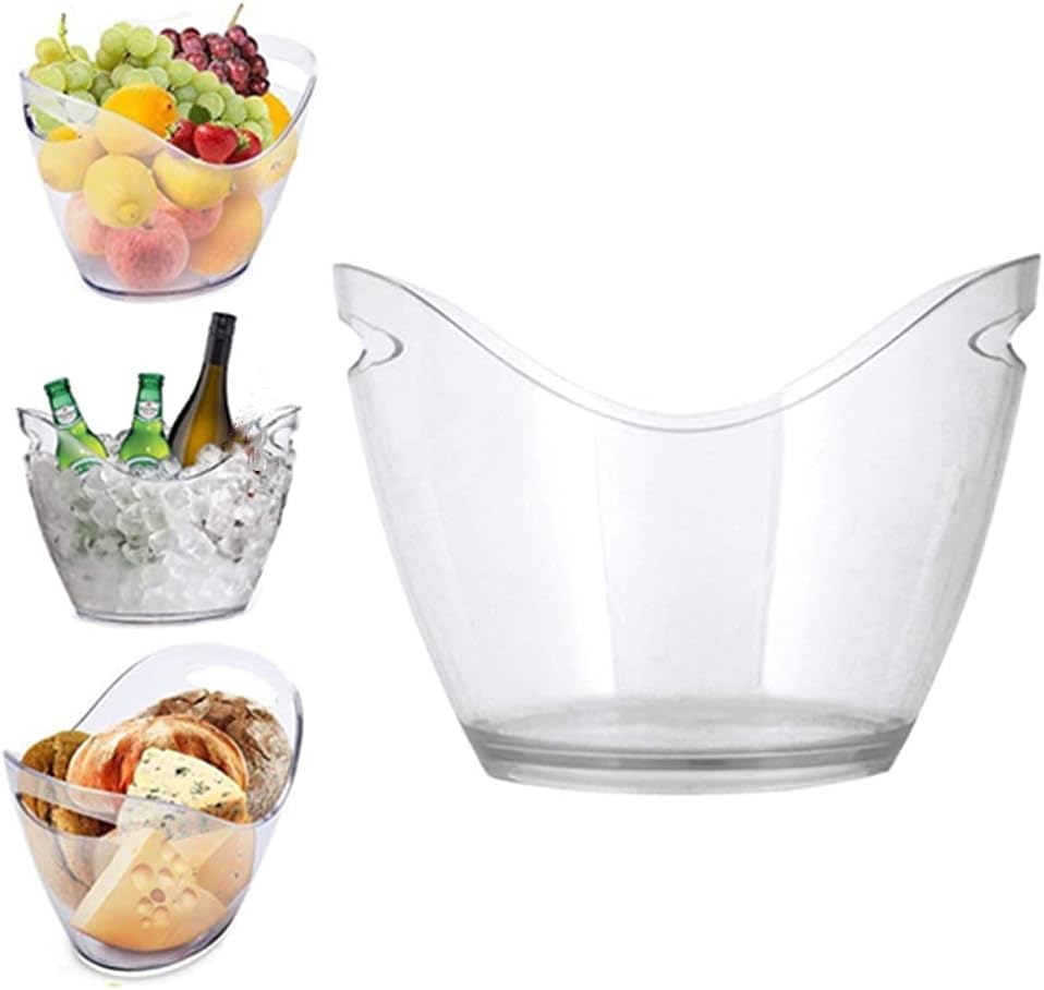 Wine Chiller & Party Beverage Tub， Clear Acrylic Food Grade Ice Bucket, 3.5LiterStorage Tub, See Through ice Tub Champagne Bucket for Drinks.