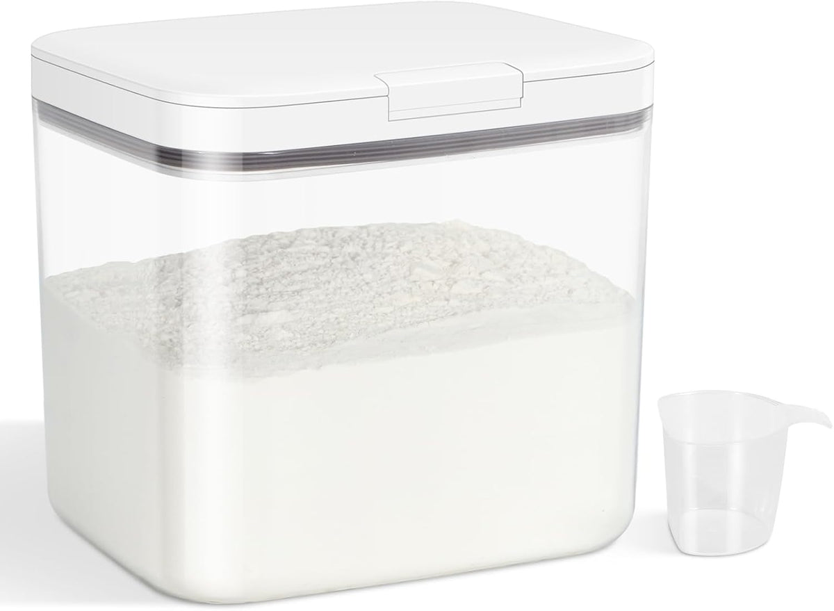 TBMAXS Versatile Storage Container Bin with Pop-up Lid & Scoop, Rice Flour Container Dog Cat Food Storage Container, Laundry Room Organization Household Essentials Kitchen Pantry Organizers
