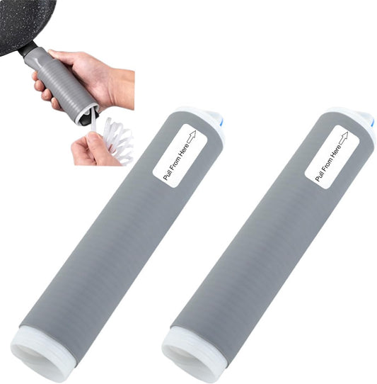2 Pcs Heat-Resistant Pot Handle Silicone Cover, Non-Slip Pan Handle Sleeve, Easy to Install and Clean, for Cast Iron Skillet, Frying Pan (grey, M)