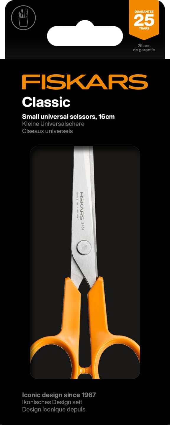 Fiskars Classic Kitchen Scissors, Serrated Blades, Right-Handed use, Total Length: 18.7 cm, Improved Torx Screw and More Ergonomic Handle, Quality Steel/Plastic, Orange, 1075051