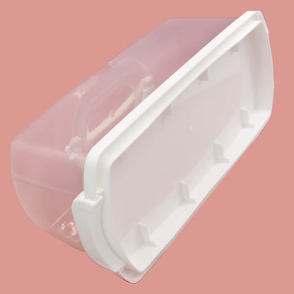 Plastic Rectangular Bread Box with Portable Handle, Loaf Cake Storage Container Box for Storing Banana Bread,Pumpkin Bread (Rectangular-White)