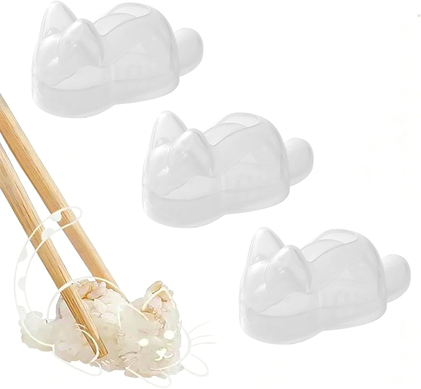 Cat Onigiri Mold Set Rice Ball Mold for Bento, Cat Shape Food Mold with Drain Holes for Rice Potato Carrot Puree(3 Pack)