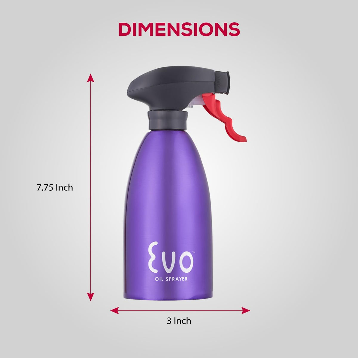 Evo Oil Sprayer 18/8 Stainless Steel, Non-Aerosol for Olive, Cooking Oils, and Vinegars, Silver, 16-Ounce Capacity