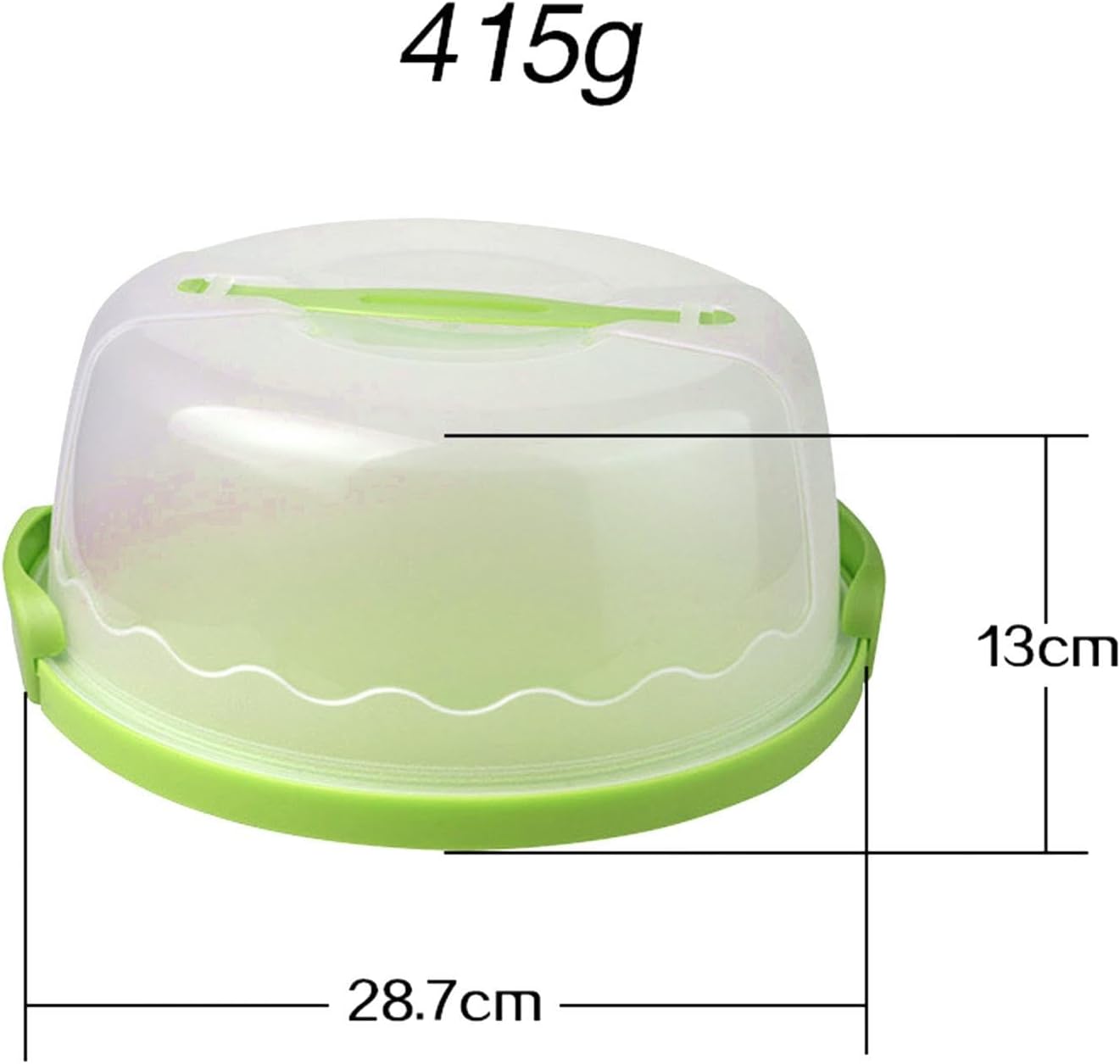 MagiDeal Cake Carrier,Cake Keeper Stand,Fits 10 inch Cake,Holds Pies,Round Cupcake Storage,with Lid and Handle,Cake Storage Container, green, 28.7cmx13cm