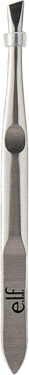 e.l.f. Slant Tweezer, Professional Quality Stainless Steel, Provides a Strong Grip, Removes Hairs Accurately, Shapes, Defines, Easy To Use, Ergonomically-Designed