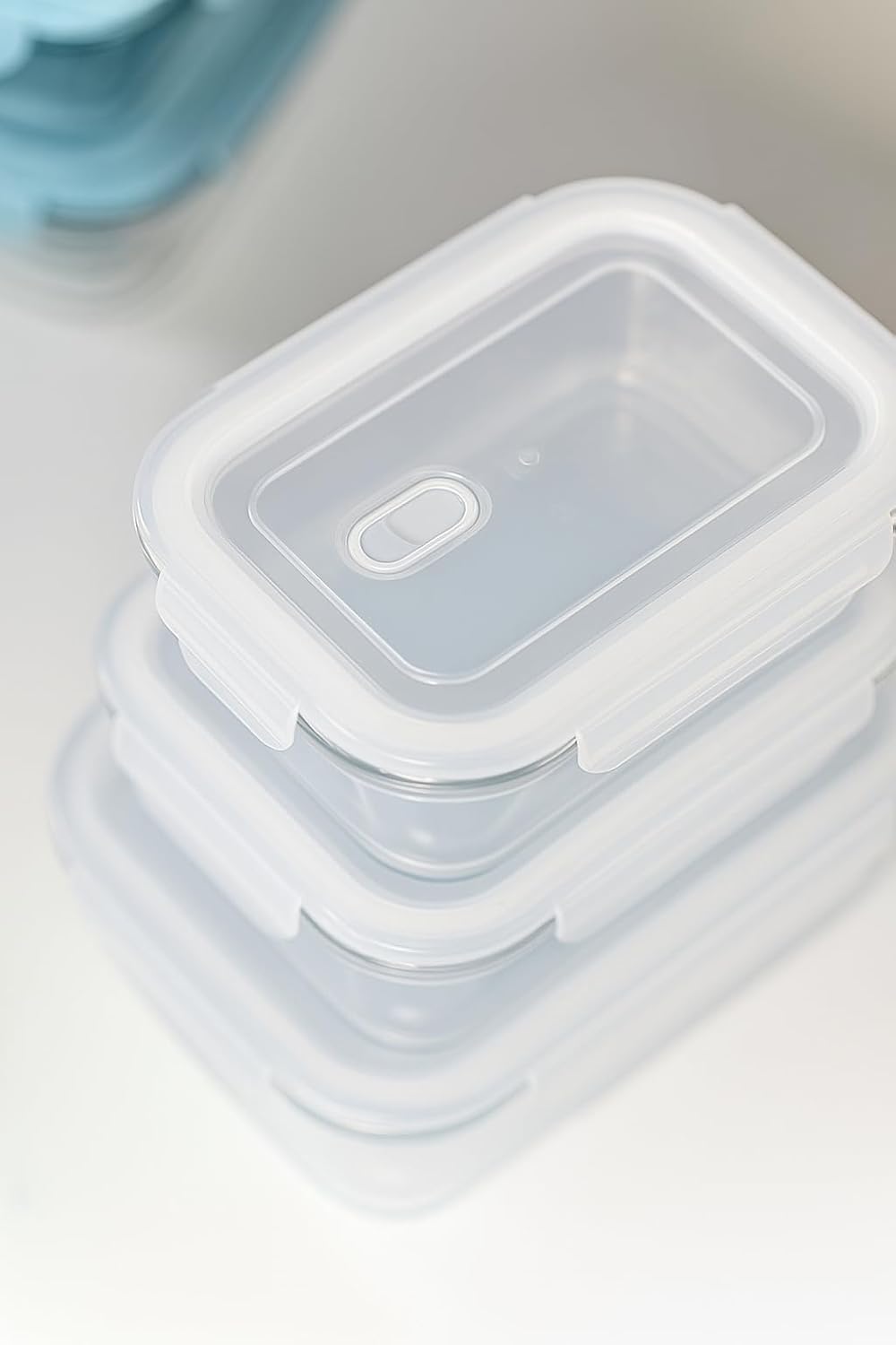 Glass Food Storage Container Set, 3 Piece, Rectangular with White Lids, 13.9oz/23.6oz/35.1oz Capacity, Stackable Meal Prep Containers