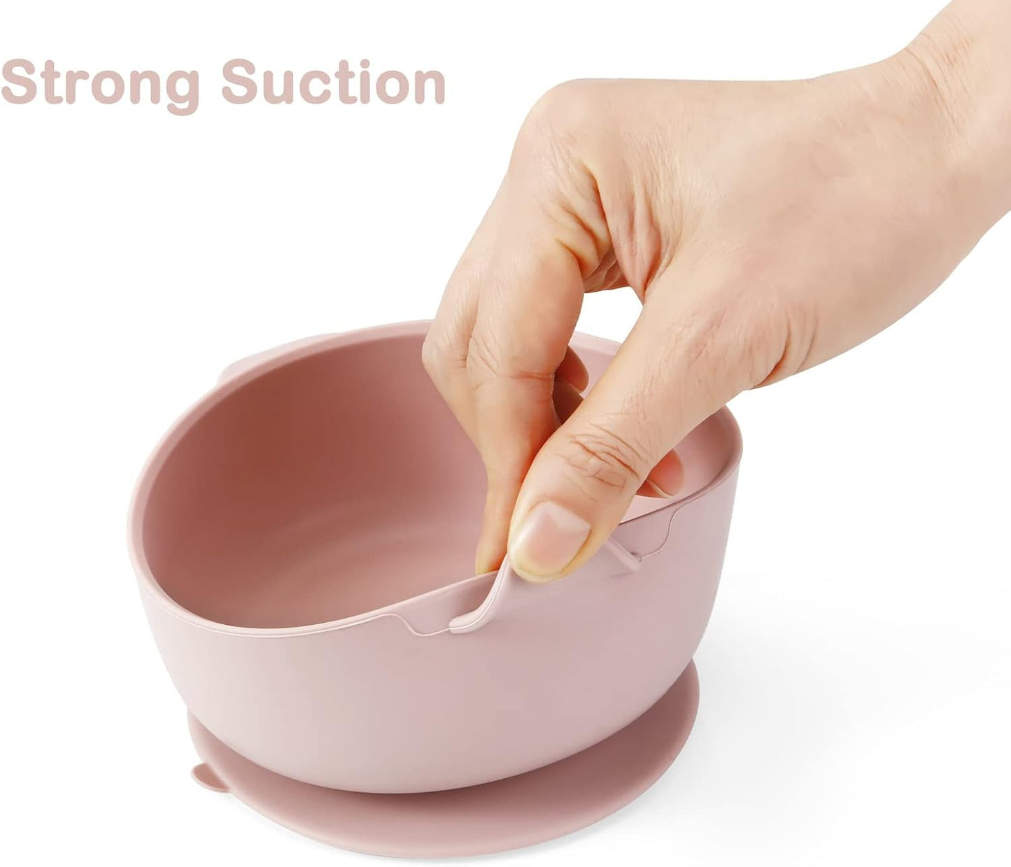 PandaEar 3 Pack Baby Bowls with Suction| Leak-Proof Stay Put Silicone Food Bowl with Lids for Babies Kids Toddlers Infants| Food Grade Soft Safe BPA-Free Silicone (Pink Rose Linen)