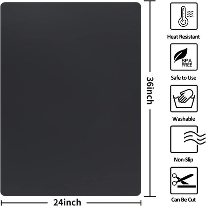 Silicone Mat Heat Resistant Mats for Countertop, Large Silicone Mats for Crafts Kitchen Counter Workbench Table protector, Size 36x24 inches Thick 2mm,Rolled Package,Light Blue