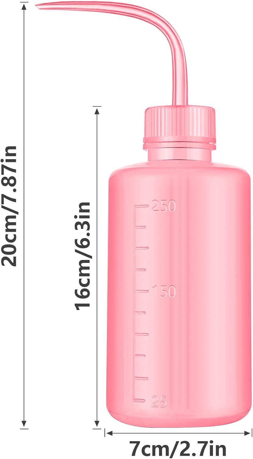 Wash Bottle 2pcs 250ml/8oz Safety Watering Tools, Economy Plastic Squeeze Washing Cleaning With Narrow Mouth Scale Labels for Medical Succulent Irrigation Plant (Black)