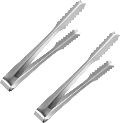 2 Pcs 304 Stainless Steel Ice Tongs, 6 inches Ice Tube Tongs for Ice Bucket Ice Sugar Cubes Coffee Bar Food Serving etc