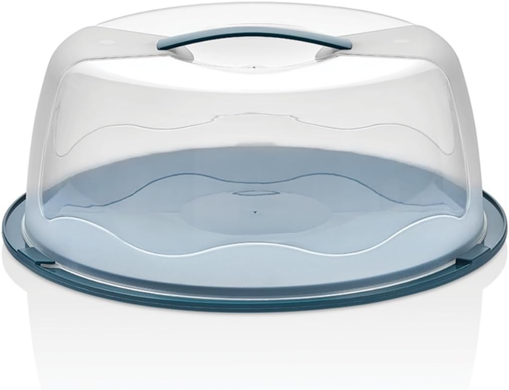 13 Inch Cake Carrier with Locking Lid and Handle, Stylish Big Round Container for Kitchen Storage, BPA Free Stand, Plastic Holder for Transporting, Donuts, Cupcakes, Pies (Green, 13 in)