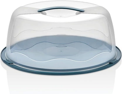 13 Inch Cake Carrier with Locking Lid and Handle, Stylish Big Round Container for Kitchen Storage, BPA Free Stand, Plastic Holder for Transporting, Donuts, Cupcakes, Pies (Green, 13 in)