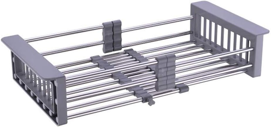 Dish Drying Rack, Over The Sink Dish Drying Rack, Stainless Steel Dish Drainer with Adjustable Arms Holder Functional Kitchen Sink Organizer for Vegetable and Fruit