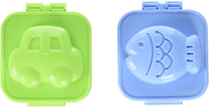 JB Home Collection, 2 Set of Japanese Plastic Egg Mold Set (Fish & Car), Hard-Boiled Egg Shapers for Bento Box, Made in Japan, Cute Kids Lunch Accessories