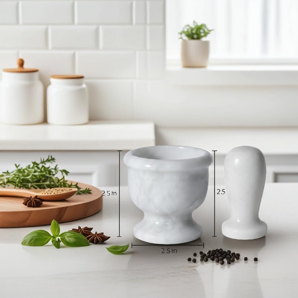 Mortar and Pestle Set – Large Stone Grinder with Polished Bowl & Non-Slip Base | Elegant Onyx Marble Kitchen Tool for Spices, Herbs & Guacamole